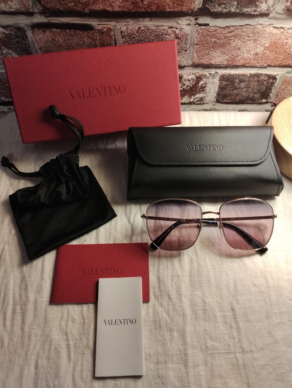 Valentino Rose Gold Frame Sunglasses Blue-Pink Gradient Lenses VA 3004/E6